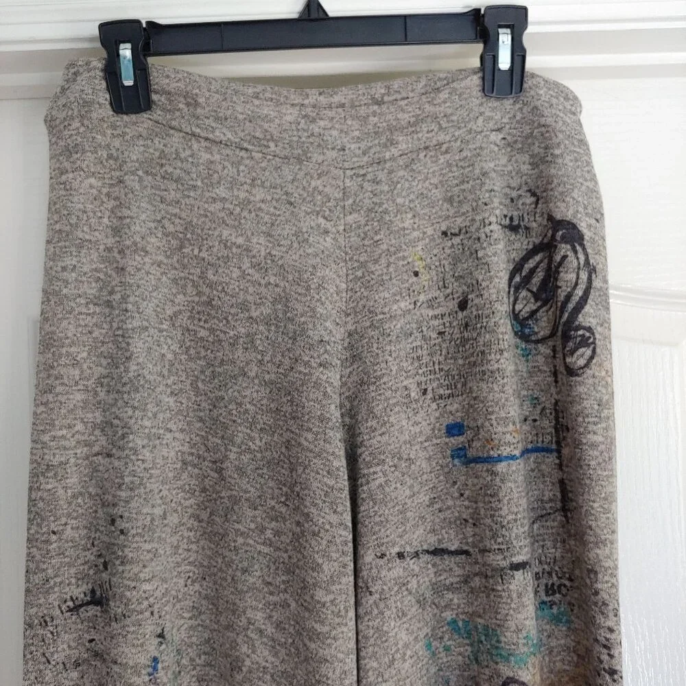 Inoah Freedom Art Knit Pants Whimsical Urban Graphic Print Streetwear M - Picture 4 of 13